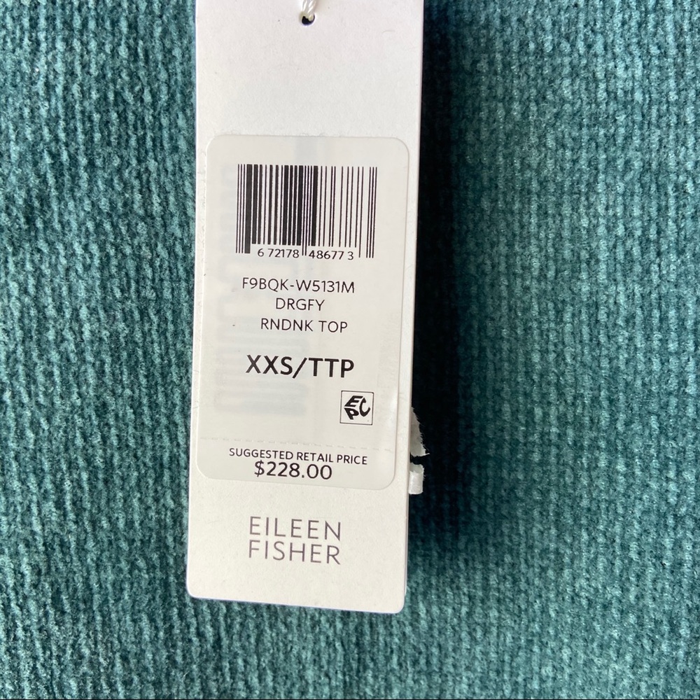 Eileen fisher knit cotton short sleeve green shirt - Picture 3 of 6
